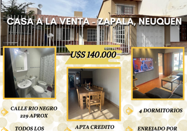 CASA EN VENTA, ZAPALA - CALLE RIO NEGRO